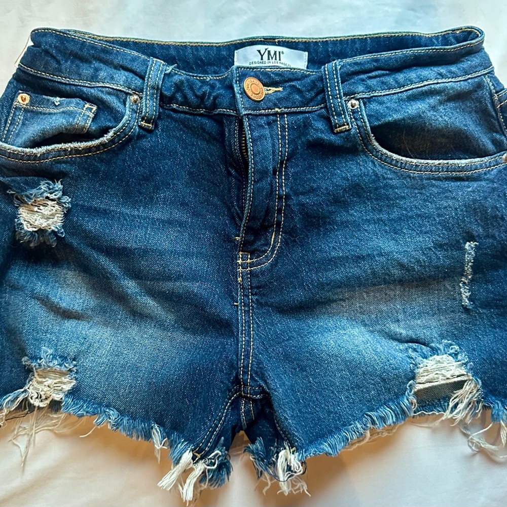 YMI Blue Jean Shorts Distressed Frayed Hem
